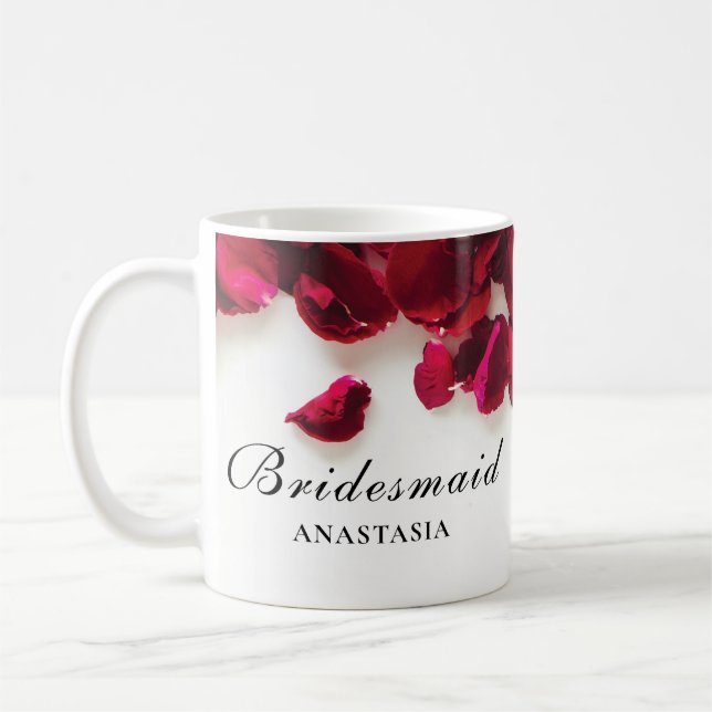 Mug Red Rose Petals Mariage Bridesmaid (Gauche)
