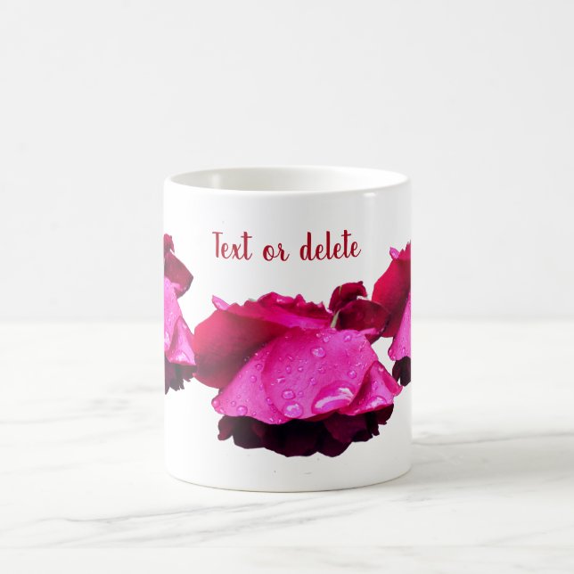 Mug Red Rose Raindrops Personnalisé (Centre)