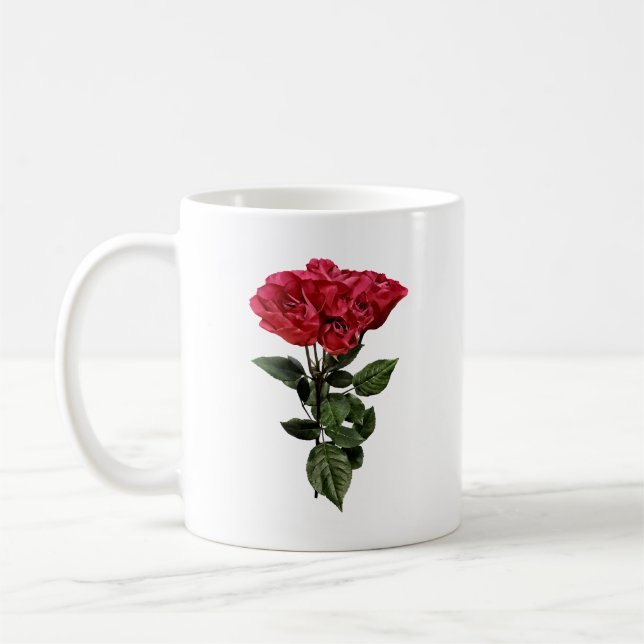 Mug Red Roses and Leaves (Gauche)
