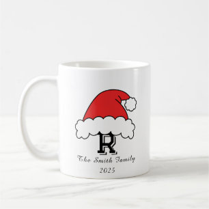 Mug Red Santa Hat Monogram Famille Noël