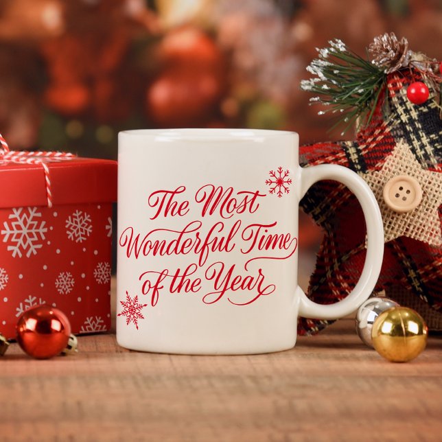 Mug Red Script Le Temps Le Plus Merveilleux Noël (Créateur téléchargé)
