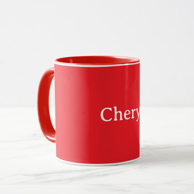 Mug Red, solid red color TEMPLATE, customizable, (Devant gauche)