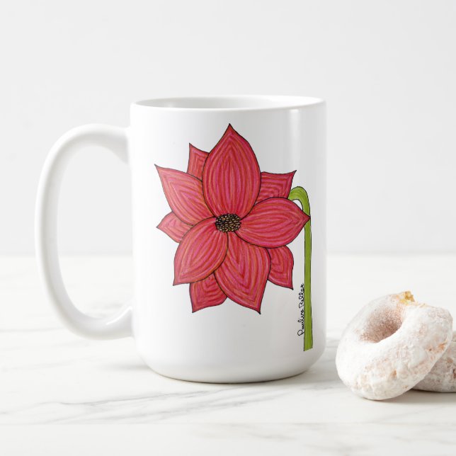 Mug Red Star Flower (Avec donut)