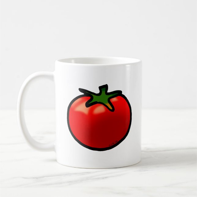 Mug Red Tomato Whimsical Custom Art (Gauche)