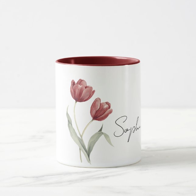 Mug Red Tulip Flowers (Centre)