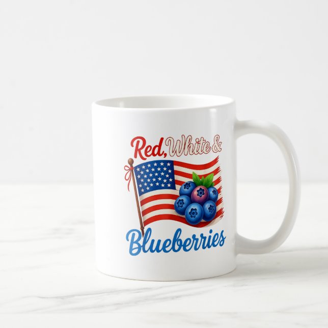 Mug Red White Blueberries Funny Patriotic Usa Flag Vin (Droite)