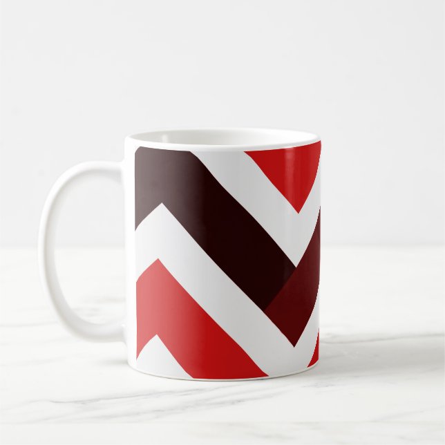 Mug Red White Chevron Geometric Pattern (Gauche)