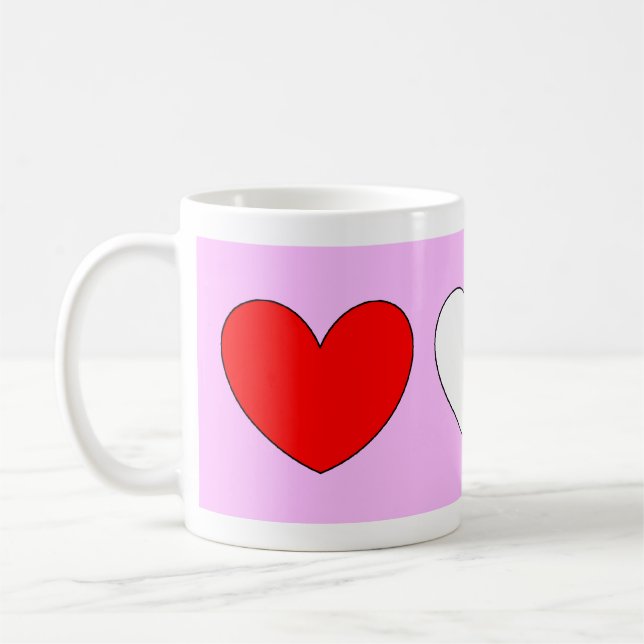 Mug Red White Hearts Valentines Day 4Derek (Gauche)