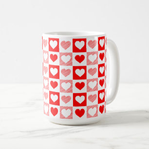 Mug Red White Love coeurs Saint Valentin