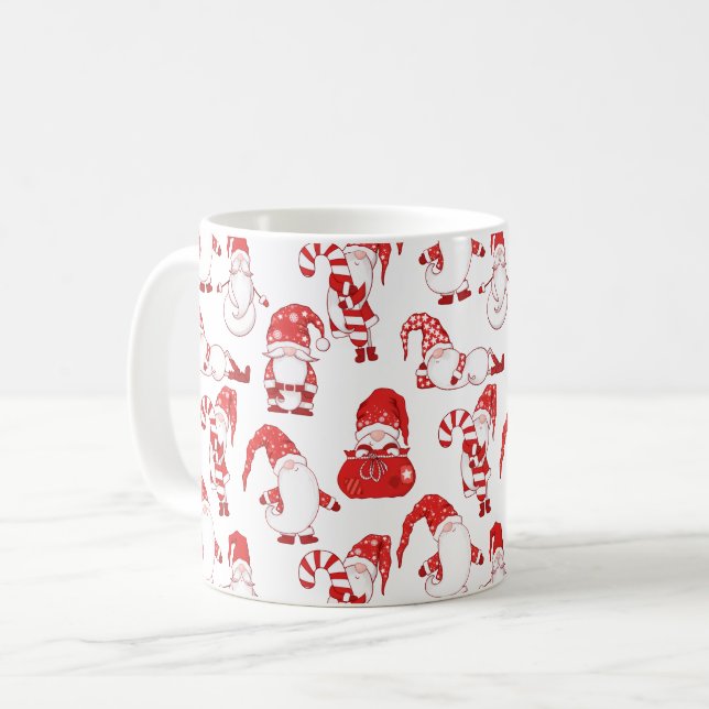 Mug Red & White Whimsical Christmas Gnome (Devant gauche)