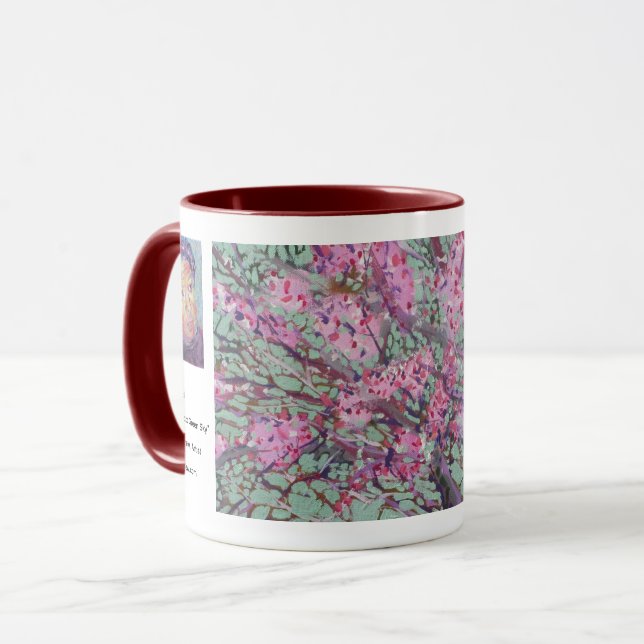 Mug Redbud Sur Un Ciel Vert Mat / Artiste Larry Lerew (Devant gauche)