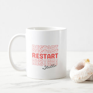 Mug Redémarrer Texte de Nom Personnalisé Coral Wavy Re