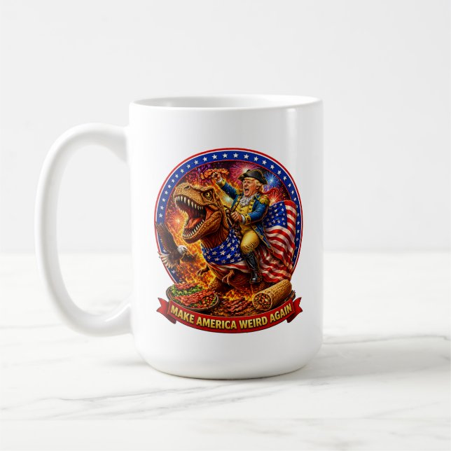 Mug Refaire l'Amérique Bizarre Encore T-Rex Patriotiqu (Gauche)