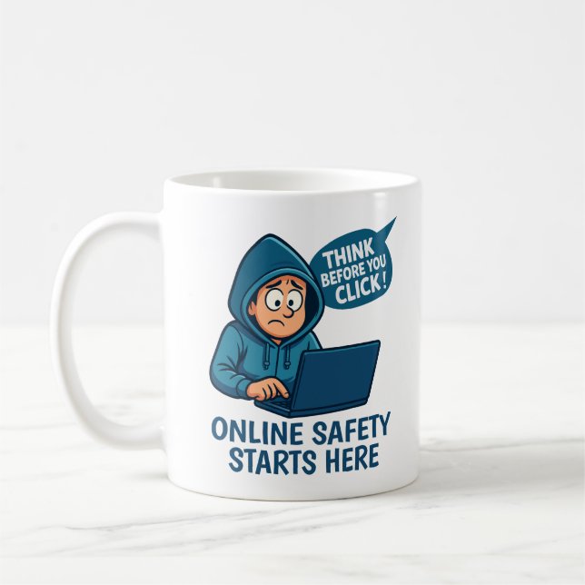 Mug Réfléchir avant de cliquer - Sensibilisation à la  (Gauche)