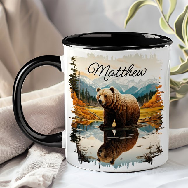 Mug Reflet de montagne dans le lac de l'ours grizzly b (Créateur téléchargé)