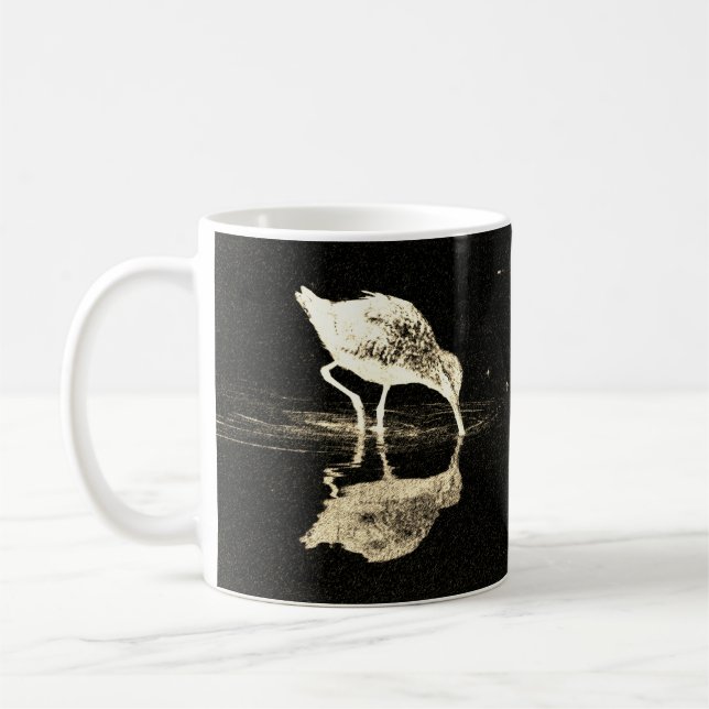 Mug Reflet d'oiseau Noir et Blanc Amateur de Nature (Gauche)