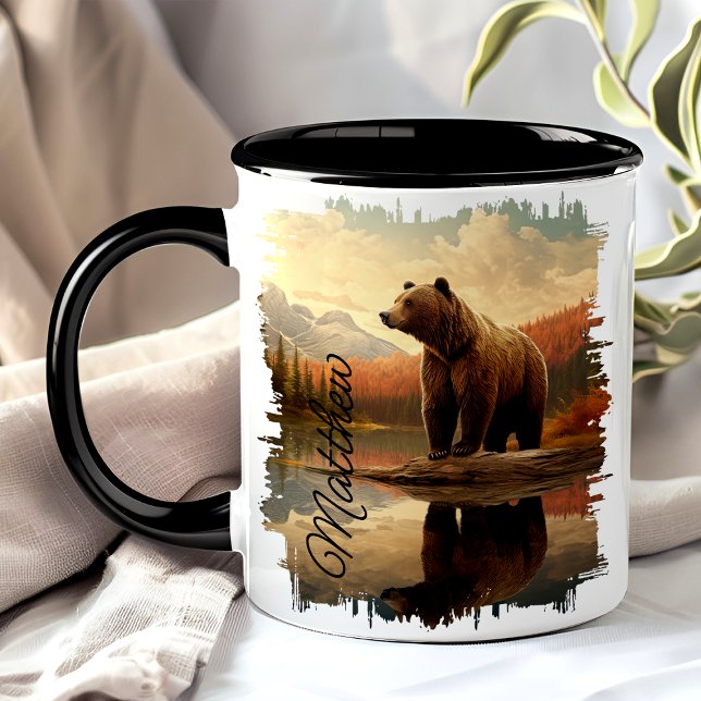 Mug Reflet du lac de l'ours grizzly brun (Créateur téléchargé)