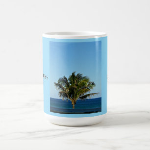 Mug Reflets de palme océanique Nom de famille et ann