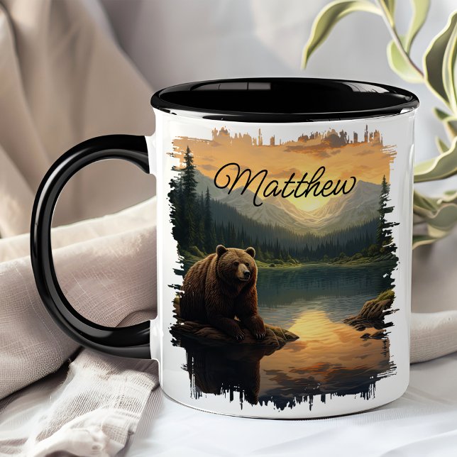 Mug Réflexion au lever du soleil de grizzli (Créateur téléchargé)