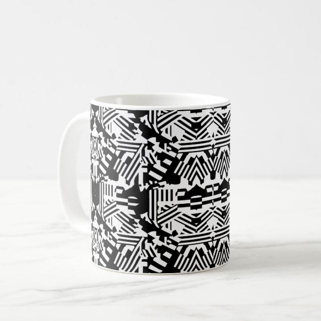Mug Réflexions Abstraites : lignes, cubes et monochrom (Devant gauche)