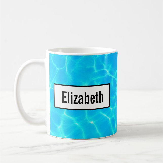 Mug Réflexions sur l'eau de la piscine bleu chatoyante (Gauche)