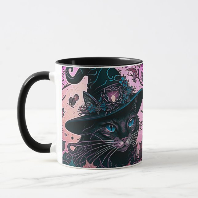 Mug Regal Chat noir avec sorcières Casquette Halloween (Gauche)