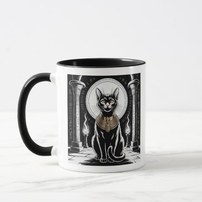 Mug Regal Egyptian Black Cat Art (Gauche)