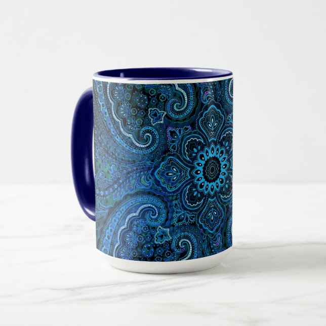 Mug Regard Bostalgique Paisley Bleu (Devant gauche)