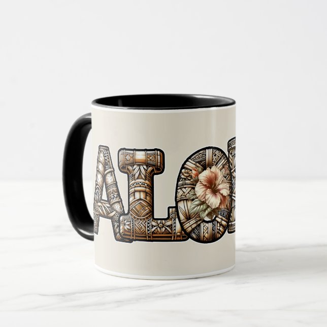 Mug Regard Hawaïen Bamboo Polynésien Aloha (Devant gauche)