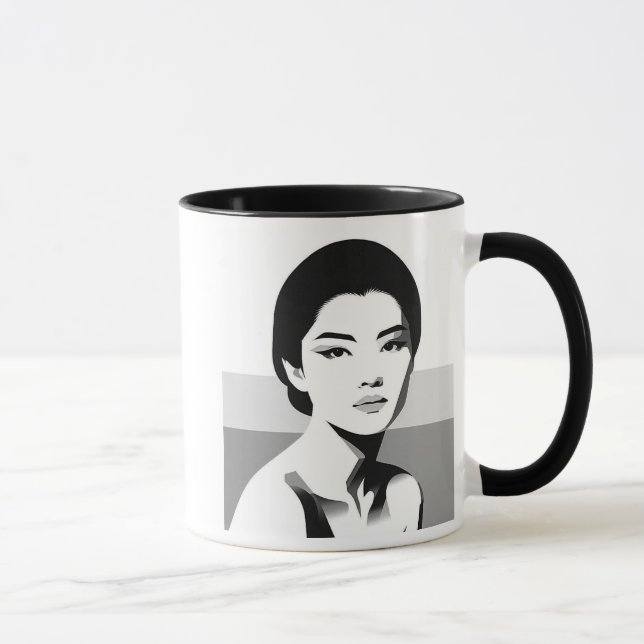 Mug Regard intemporel, l'élégance en noir et blanc. (Droite)
