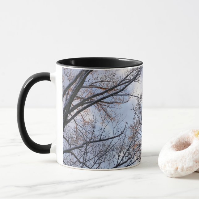 Mug Regard sur les arbres du matin d'hiver (Avec donut)