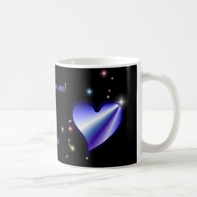 Mug Regenbogen-Herz mit Sternchen auf schwarz (Droite)