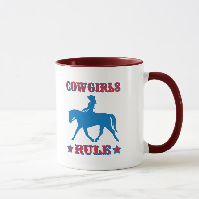 Mug Règle de cow-girls (rouge/bleu) (Droite)