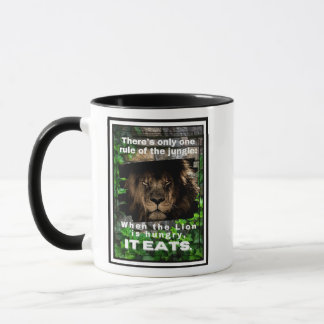 Mug Règle de la Jungle quand le Lion a faim, il mange