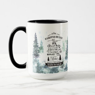 Mug Règles de camping des arbres forestiers Monogramme