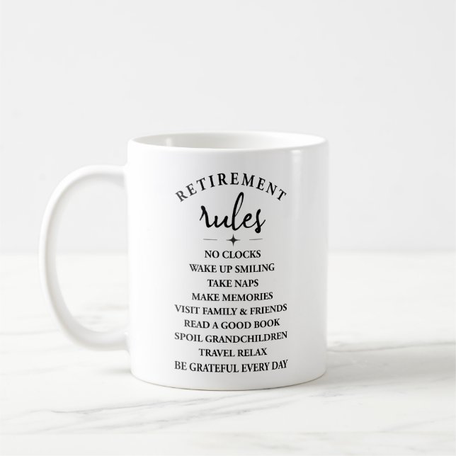 Mug Règles de retraite – Embrasser la joie d'un nouvea (Gauche)
