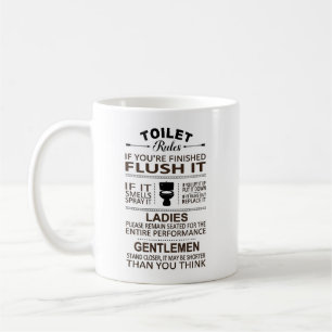 Mug Règles de toilettes drôles Sarcasme de salle de ba