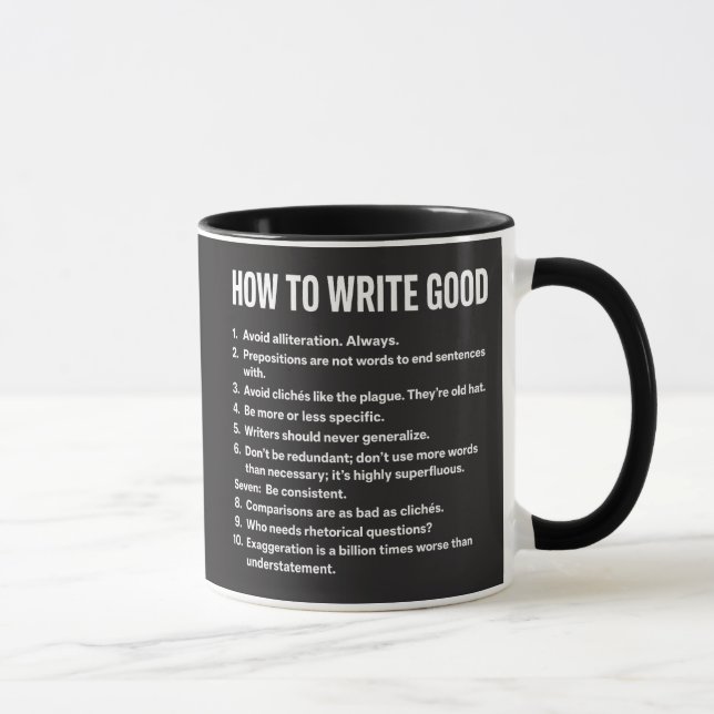 Mug Règles drôles d'écrivains Citations humoristiques (Droite)