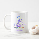 Mug Reiki Master Praticien Plan Blanc<br><div class="desc">Êtes-vous un praticien de Reiki Master certifié? Alors vous devez vous promouvoir vous-même! Ce design simple présente les contours d'un guérisseur d'énergie et d'un client avec les 7 chakras et le texte "Praticien de Reiki" imprimé en dessous.</div>