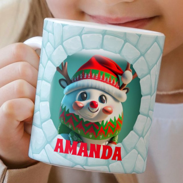 Mug Reindeer 3D Noël Personnalisé Enfants Chocolat cha (Créateur téléchargé)