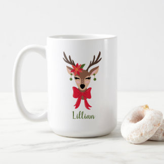 Mug Reindeer de fille personnalisée