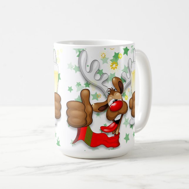 Mug Reindeer Drunk Funny Caractère de Noël (Devant droit)