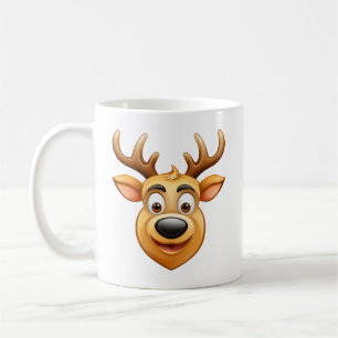 Mug reindeer happy reindeer with big antlers and smile