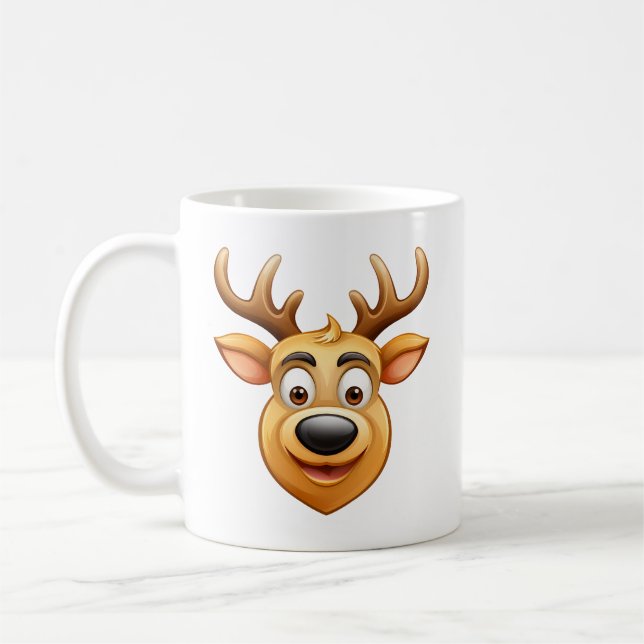 Mug reindeer happy reindeer with big antlers and smile (Gauche)