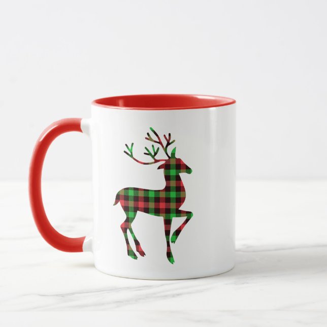 Mug Reinder Rouge et Buffle vert Plaid Noël (Gauche)