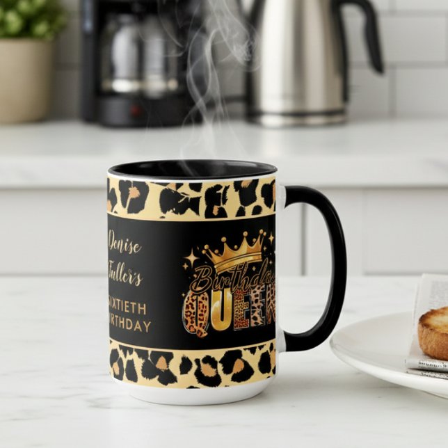 Mug Reine d'anniversaire Fun Léopard Soixante ans (Créateur téléchargé)