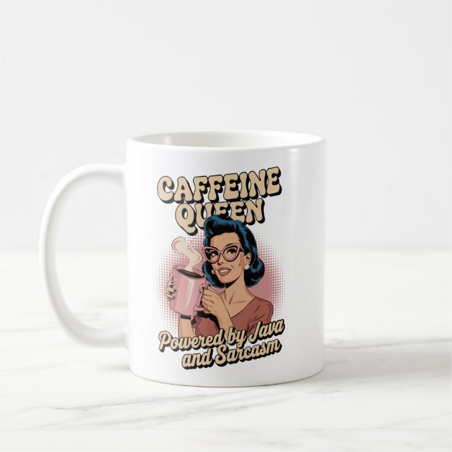 Mug Reine de caféine - Powered by Java & Sarcasm (Gauche)