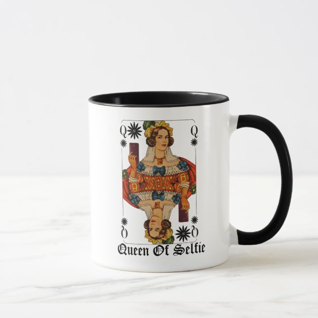 Mug Reine de couverture drôle de carte de selfie (Droite)