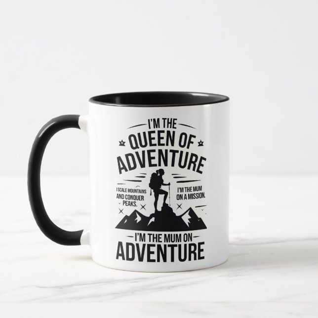 Mug Reine de l'Aventure Randonnée Maman Typographie De (Gauche)