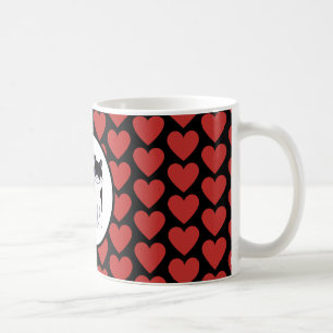 Mug Reine des coeurs rouges chat noir blanc 